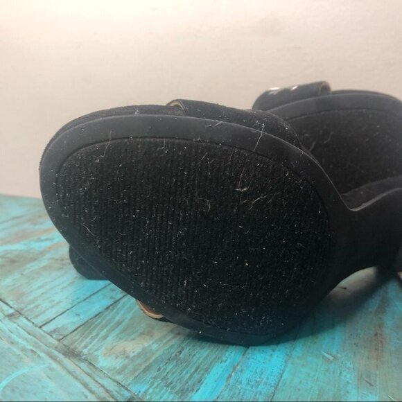 Sugar Black Floral Embroidered Heels Size 7.5 Ankle Strap Chunky Heel Feminine - Picture 9 of 11